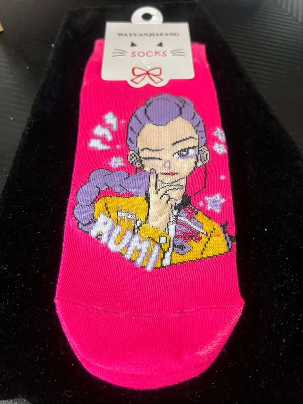 Bright Pink Women's Character Socks with Cartoon Design